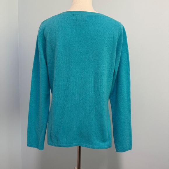 Peck And Peck 2-ply 100% Cashmere Aqua Pullover Sweater Size XL - Picture 3 of 7